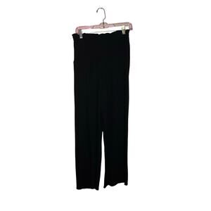 Ninesix black wide leg paper bag style waist linen blend pants Size medium